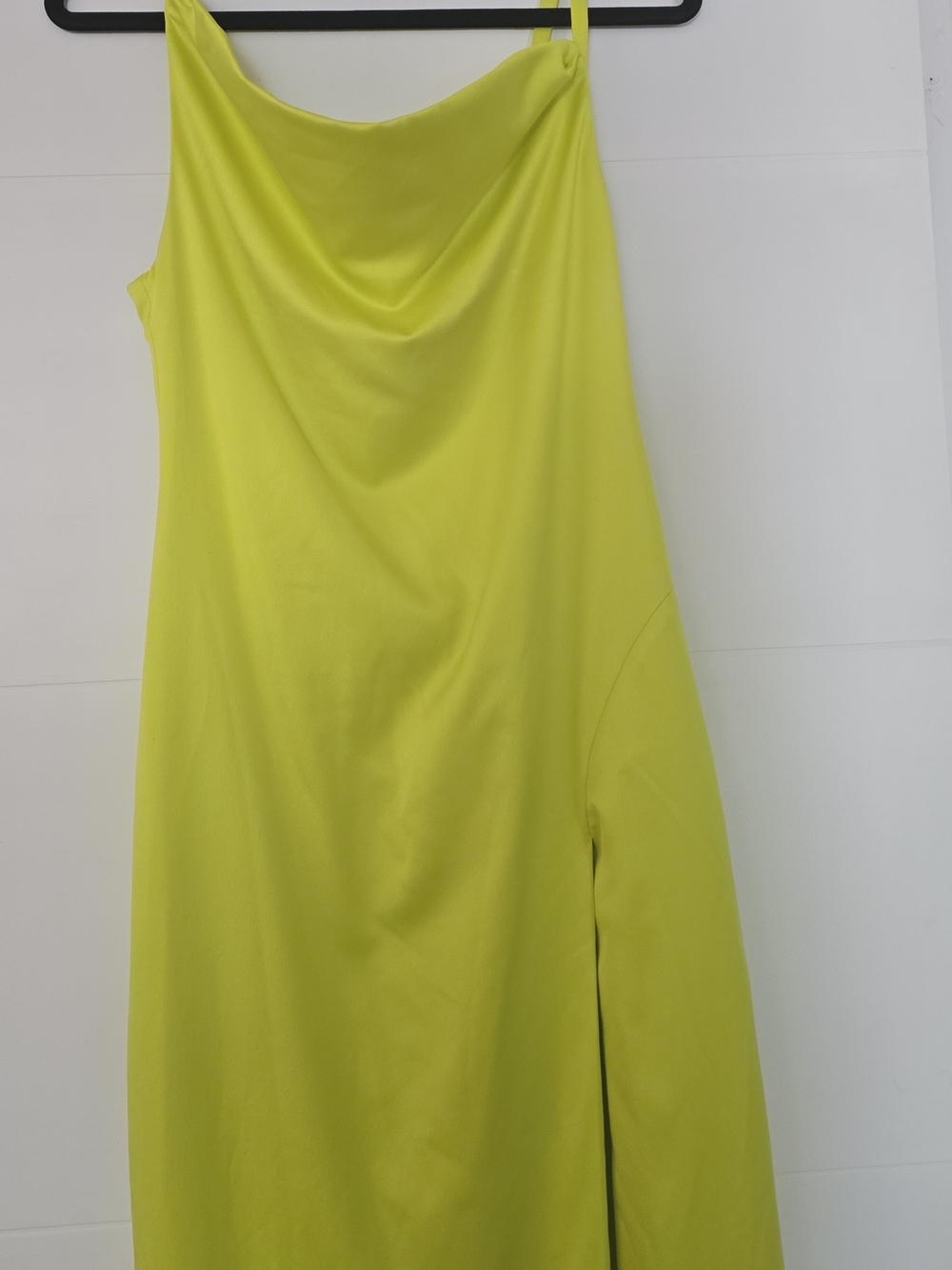Camila Coelho Lime Green Cowl Neck High Slit Maxi Dress Citron Size Small